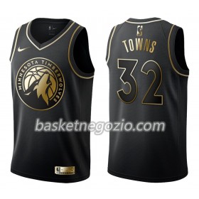 Canotte Uomo Minnesota Timberwolves Karl-Anthony Towns 32 Nike Nero Golden Edition Swingman